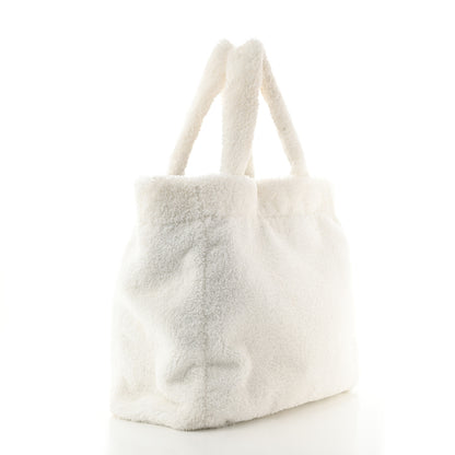 Prada Terry Cloth Tote Bag White Black 3 of 11