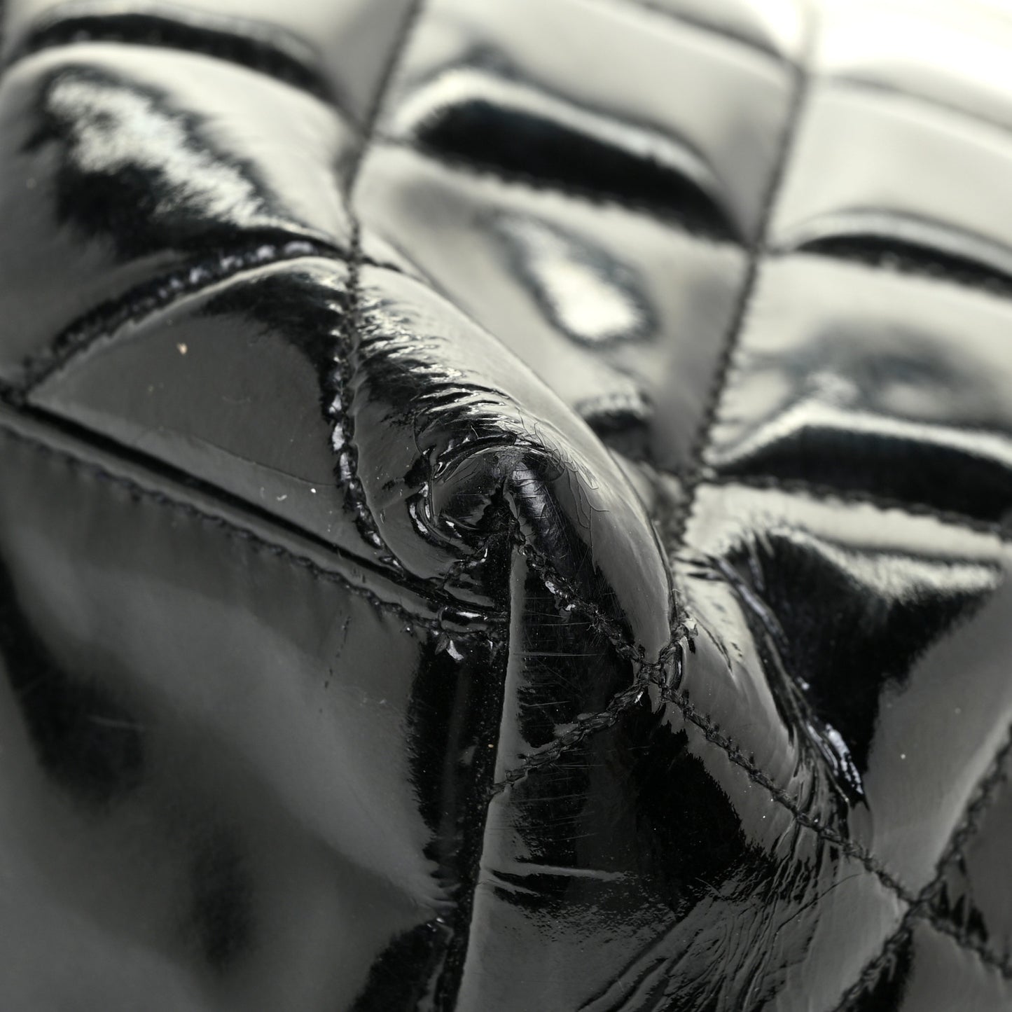 Patent Quilted Tote Black
