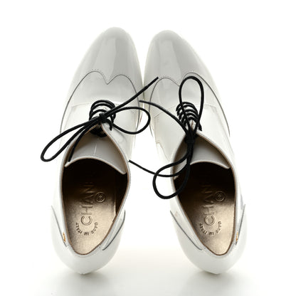 Chanel Patent CC Lace Up Ankle Boots 37.5 White 2 of 13