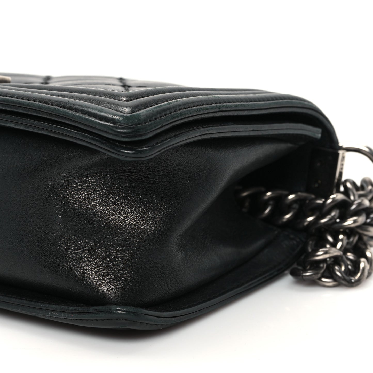 Calfskin Double Stitch Medium Boy Flap Black