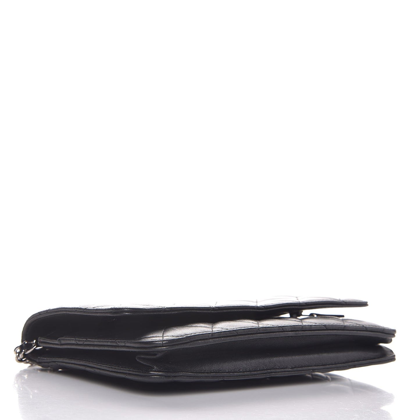 Lambskin Quilted Wallet On Chain WOC Black