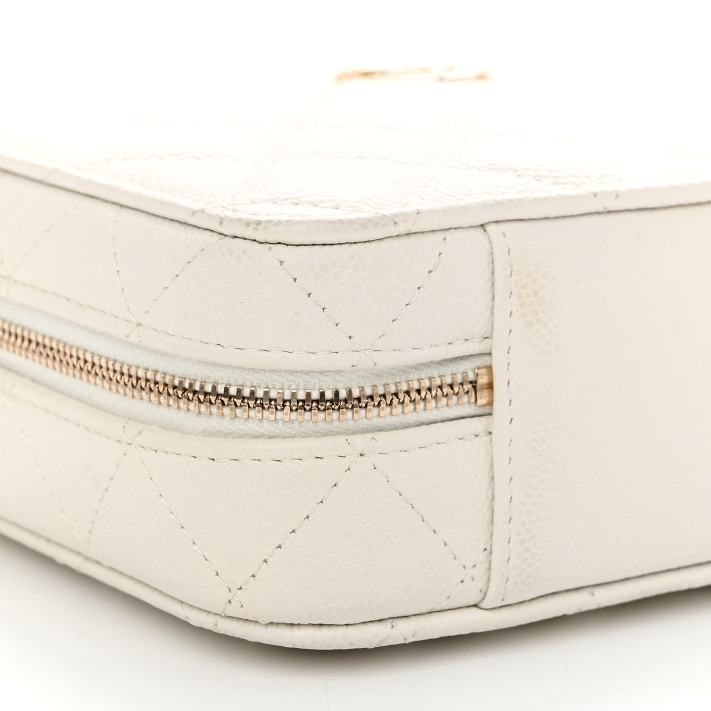 Caviar Quilted Top Handle Vanity Case White
