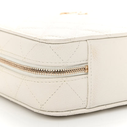 Chanel Caviar Quilted Top Handle Vanity Case White 10 of 11