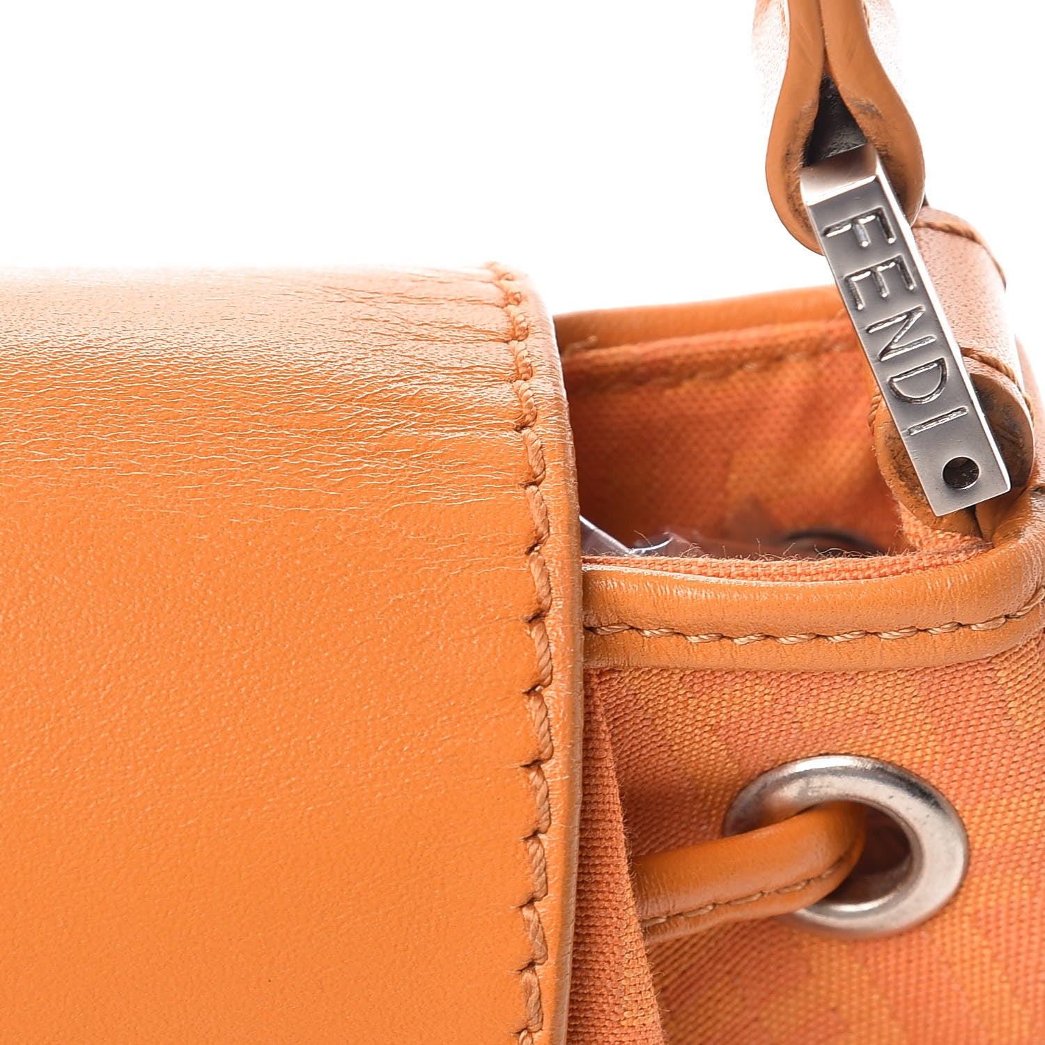 Fendi Zucchino Cuoio Shoulder Bag Mandarino 15 of 19