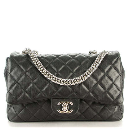 Chanel Washed Lambskin Quilted Jumbo Single Flap Bijoux Chain Black 1 of 8