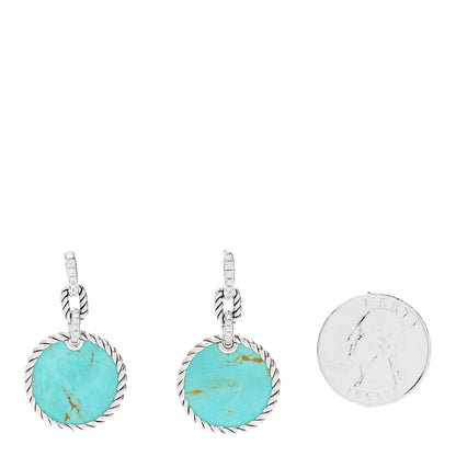 David Yurman Sterling Silver Diamond Turquoise Elements Drop Earrings 2 of 5