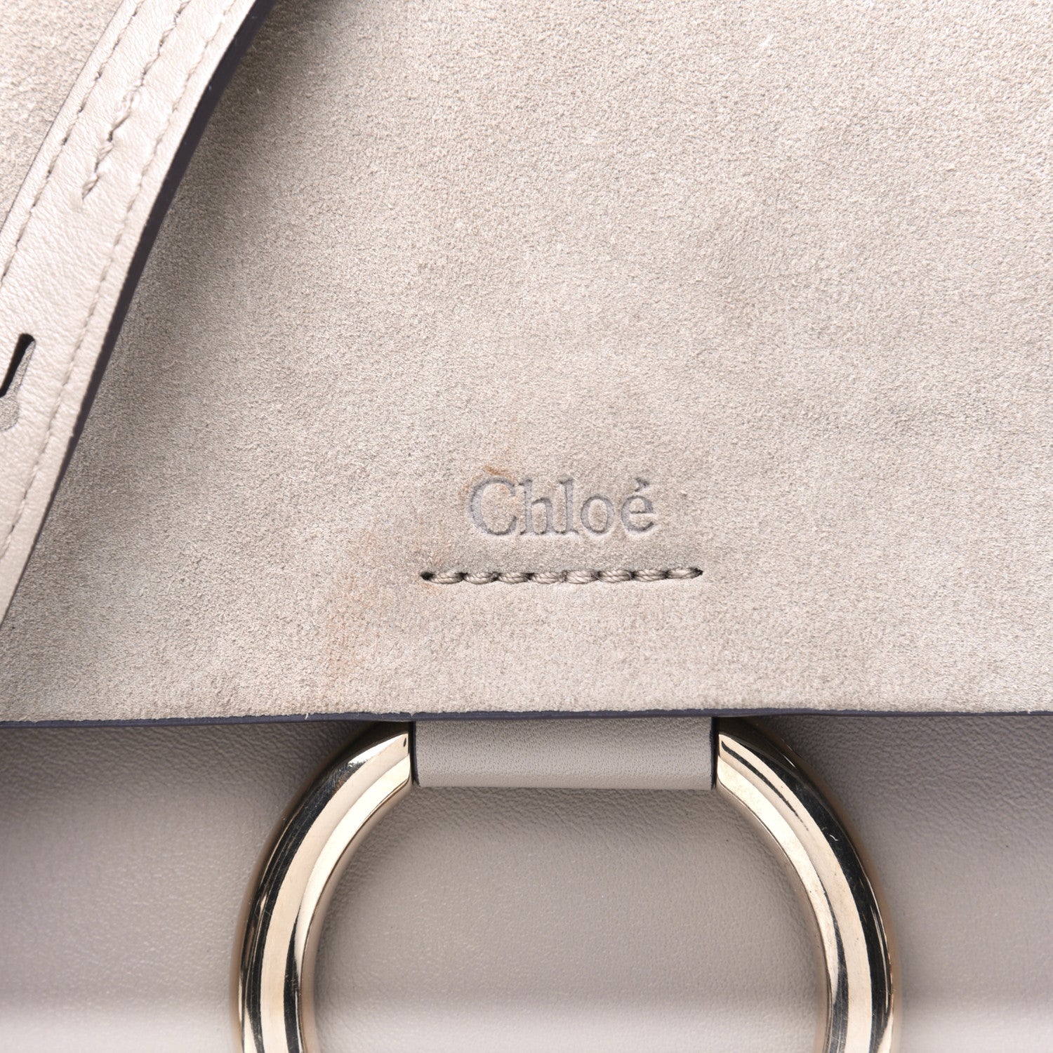 Chloe Suede Calfskin Mini Faye Shoulder Bag Motty Grey 10 of 15