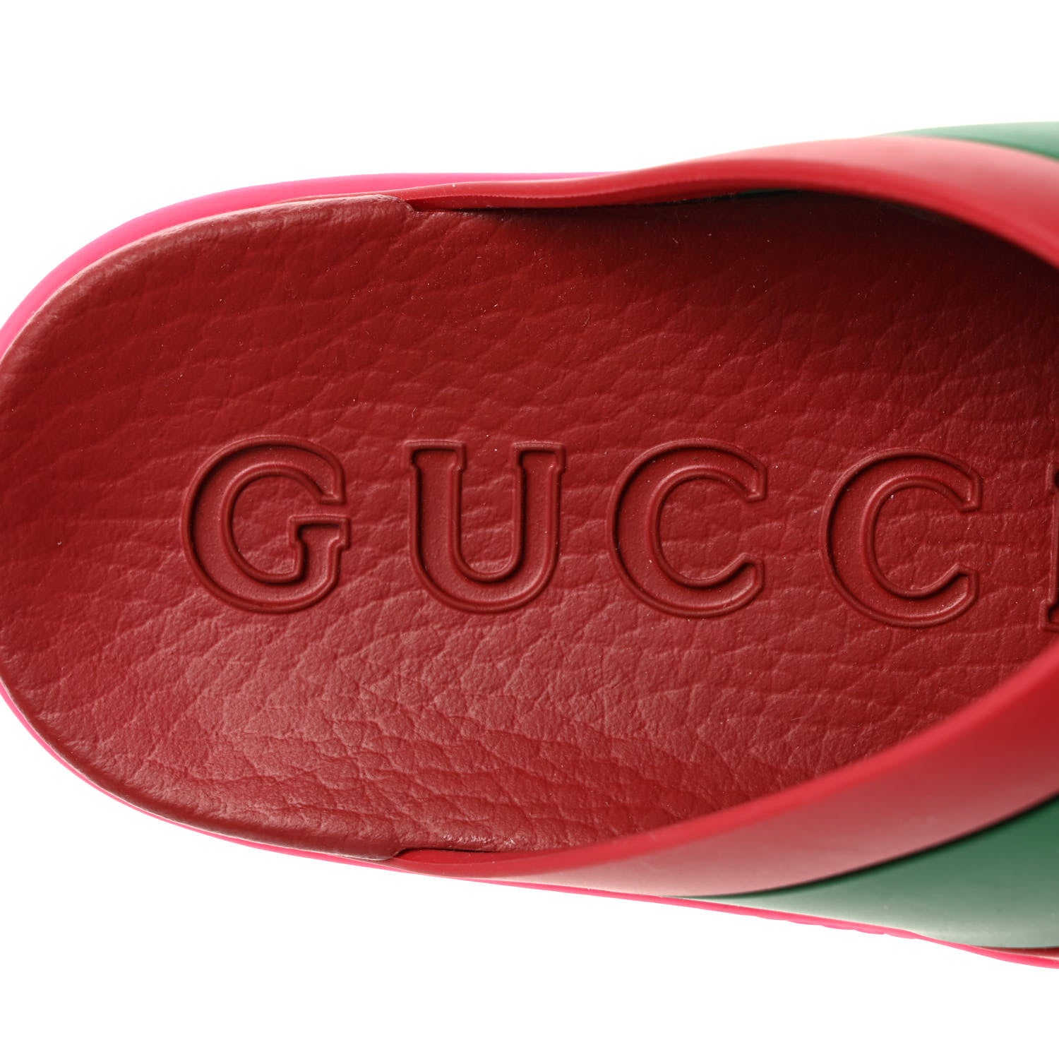 Gucci Rubber Web Womens Criss Cross Slide Sandals 35 Coral New Shamarock 7 of 9