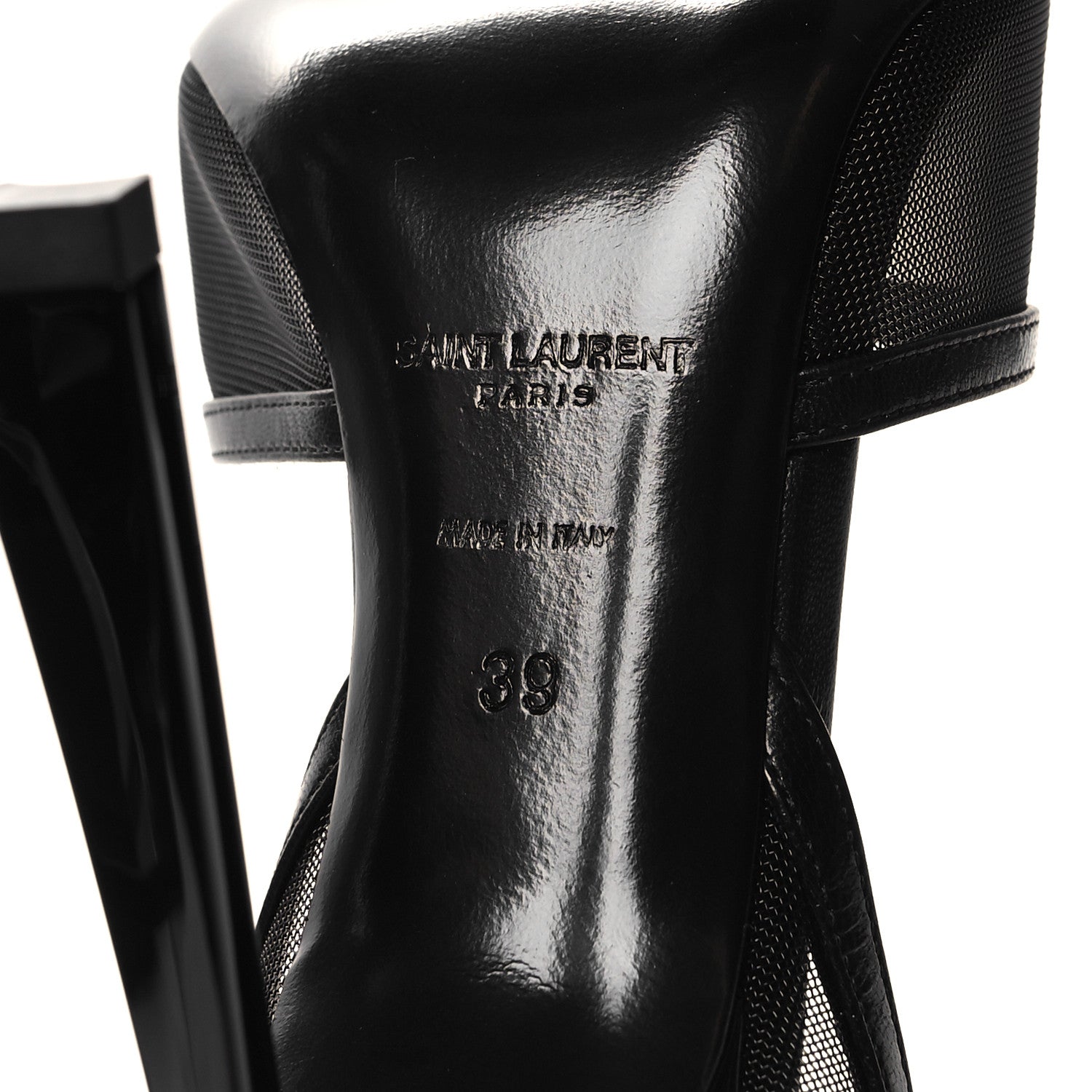 Saint Laurent Tulle Missy 110 Ankle Strap Sandals 39 Black 6 of 7