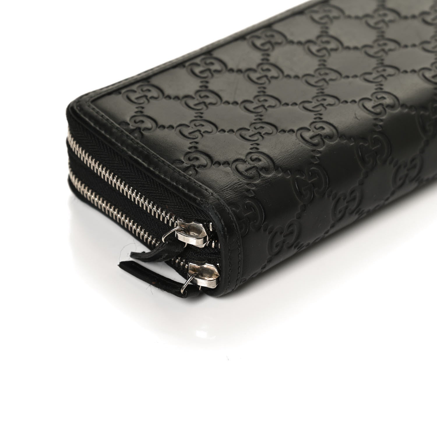 Gucci Guccissima Large Double Zip Around Wallet Black 11 of 11