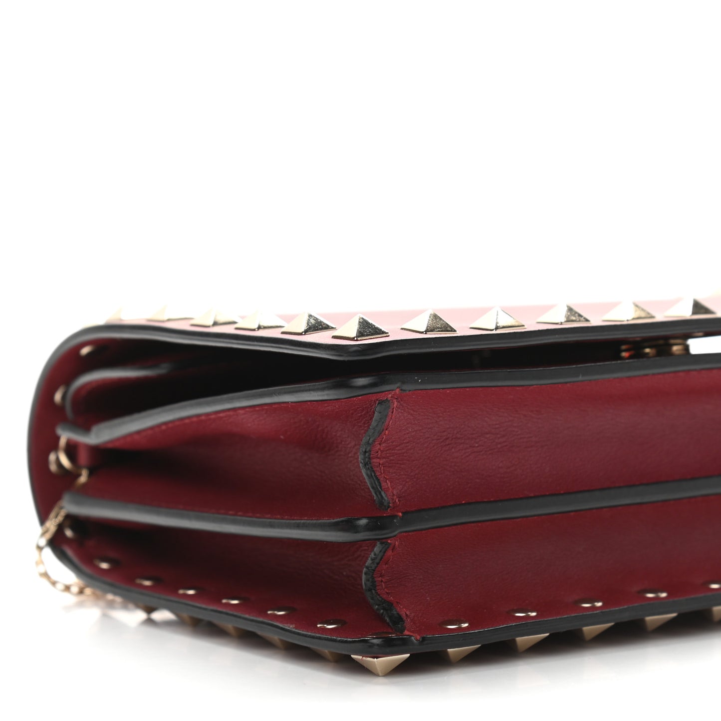 Calfskin Rockstud Wallet on Chain Camelia