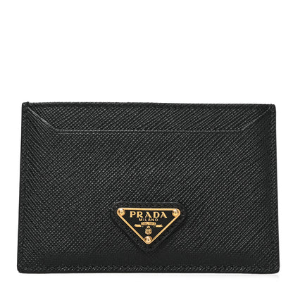 Prada Saffiano Triangle Card Holder Black 1 of 5