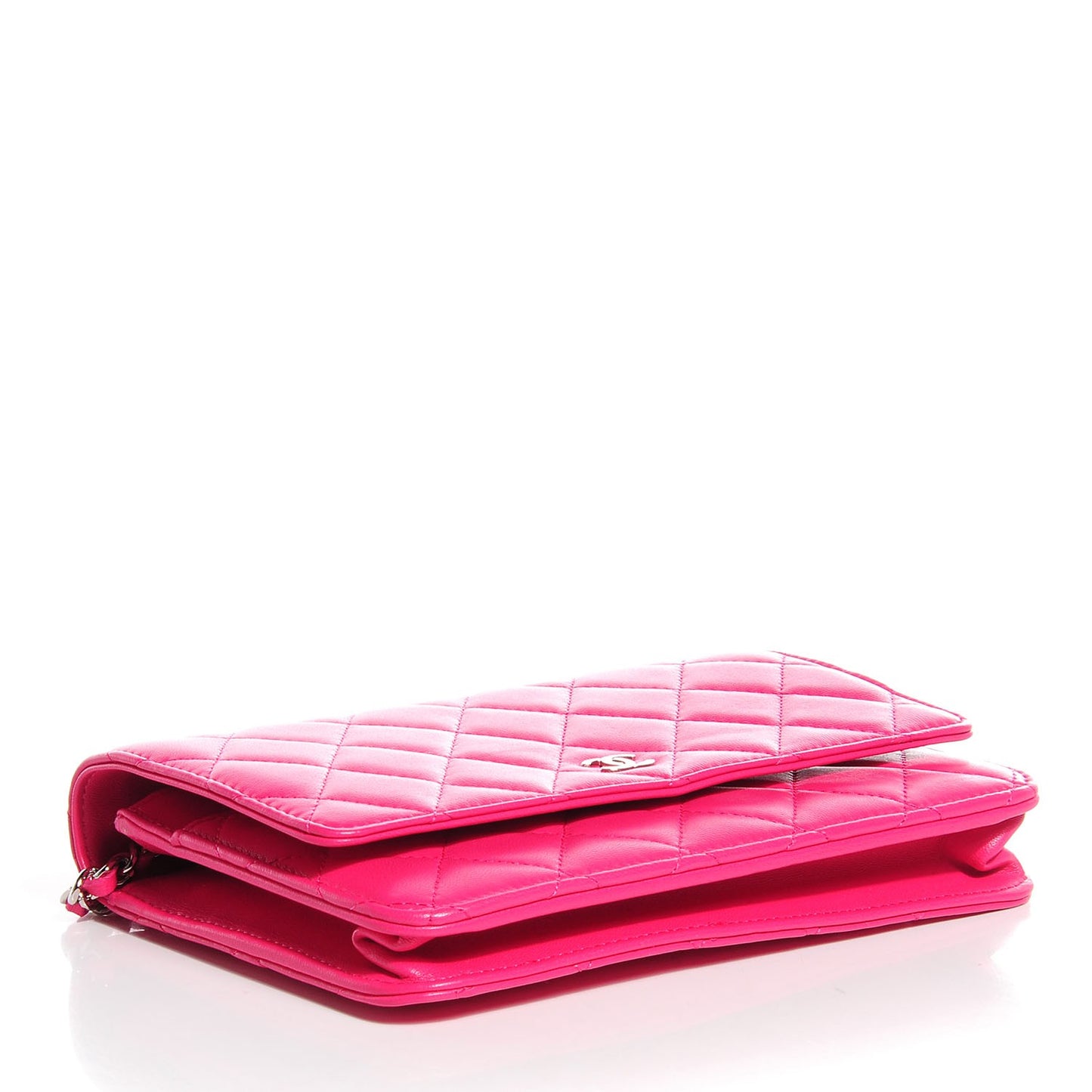 Lambskin Quilted Wallet On Chain WOC Fuchsia