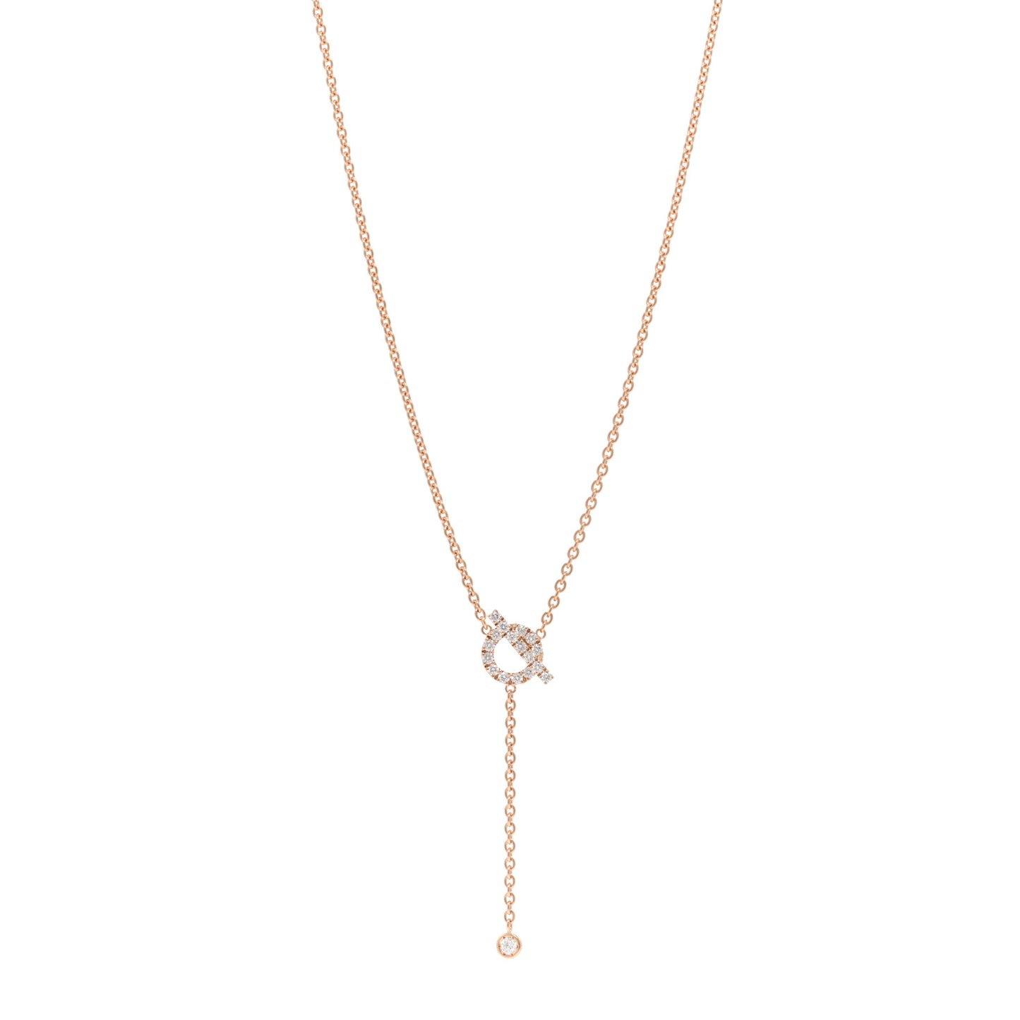 18K Rose Gold Diamond Finesse Lariat Necklace