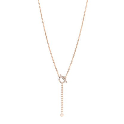 Hermes 18K Rose Gold Diamond Finesse Lariat Necklace 1 of 5