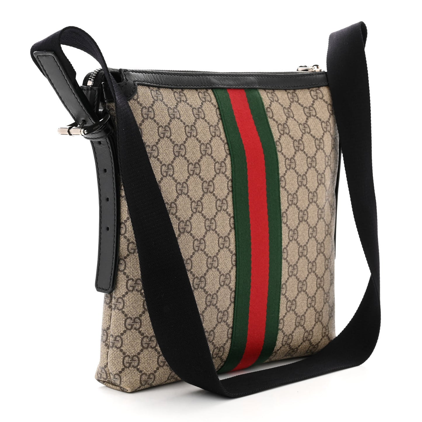 GG Supreme Monogram Web Messenger Bag Black