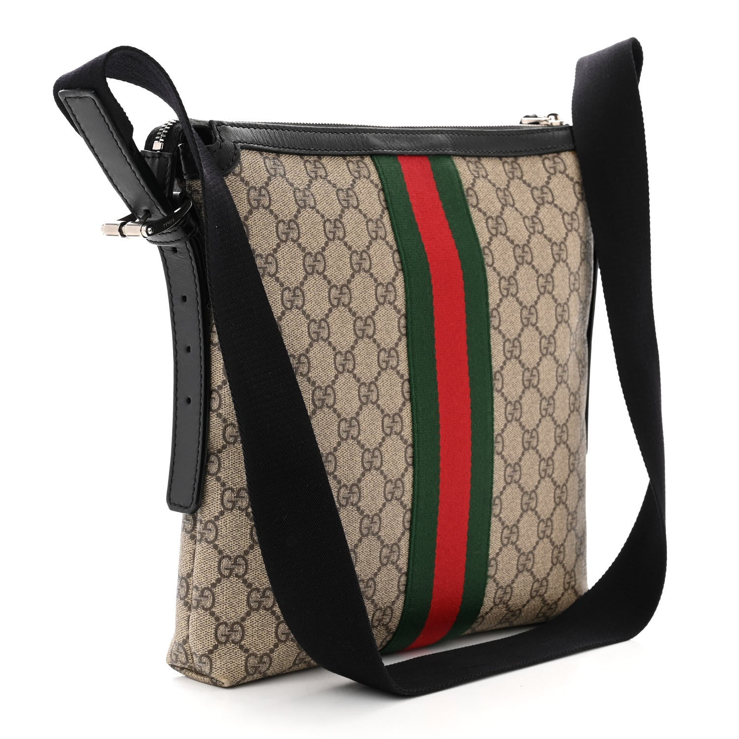 Gucci GG Supreme Monogram Web Messenger Bag Black 3 of 10