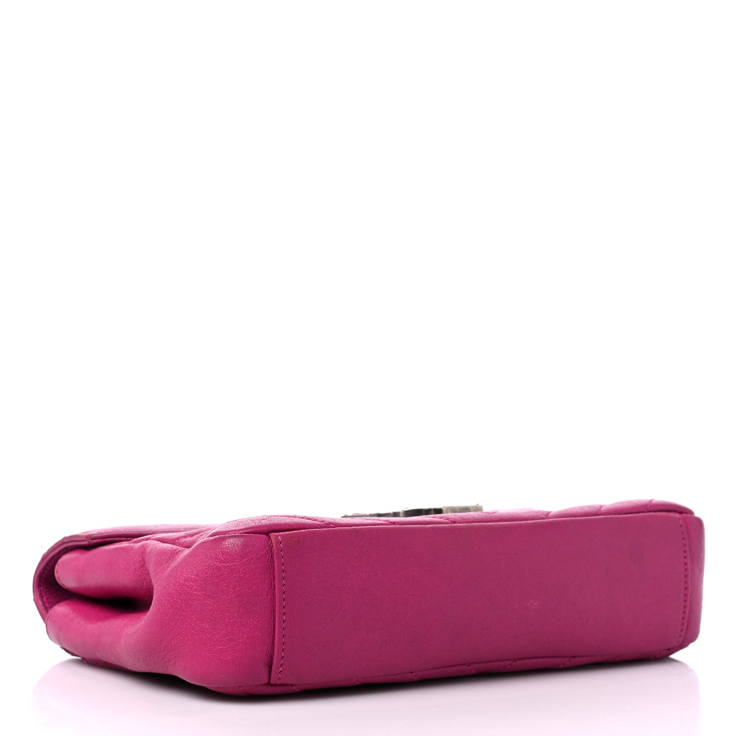 Sheepskin Matelasse Chevron Medium Monogram Chain Bag Electric Pink