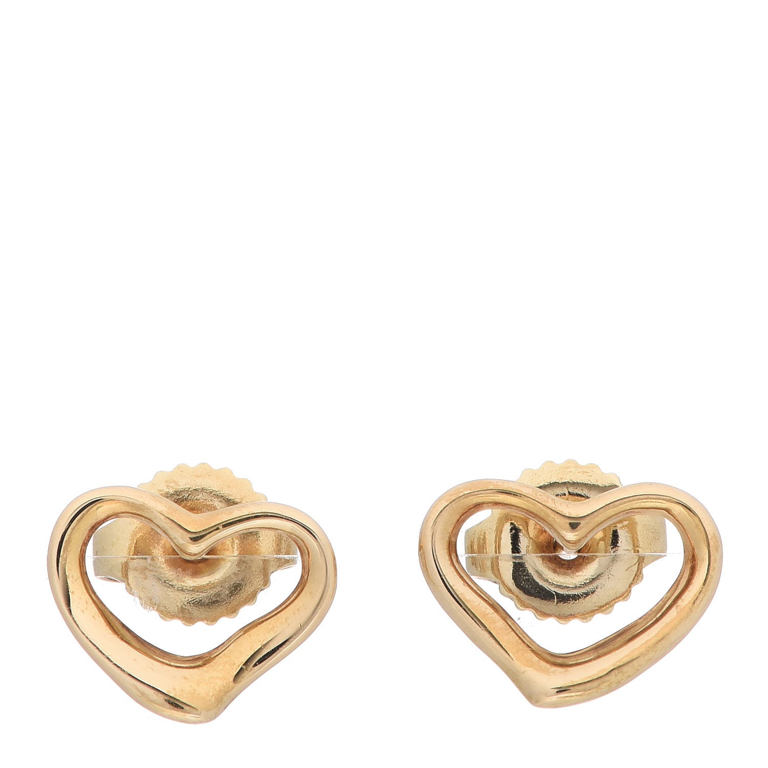 Tiffany 18K Yellow Gold 11mm Elsa Peretti Open Heart Earrings 1 of 4
