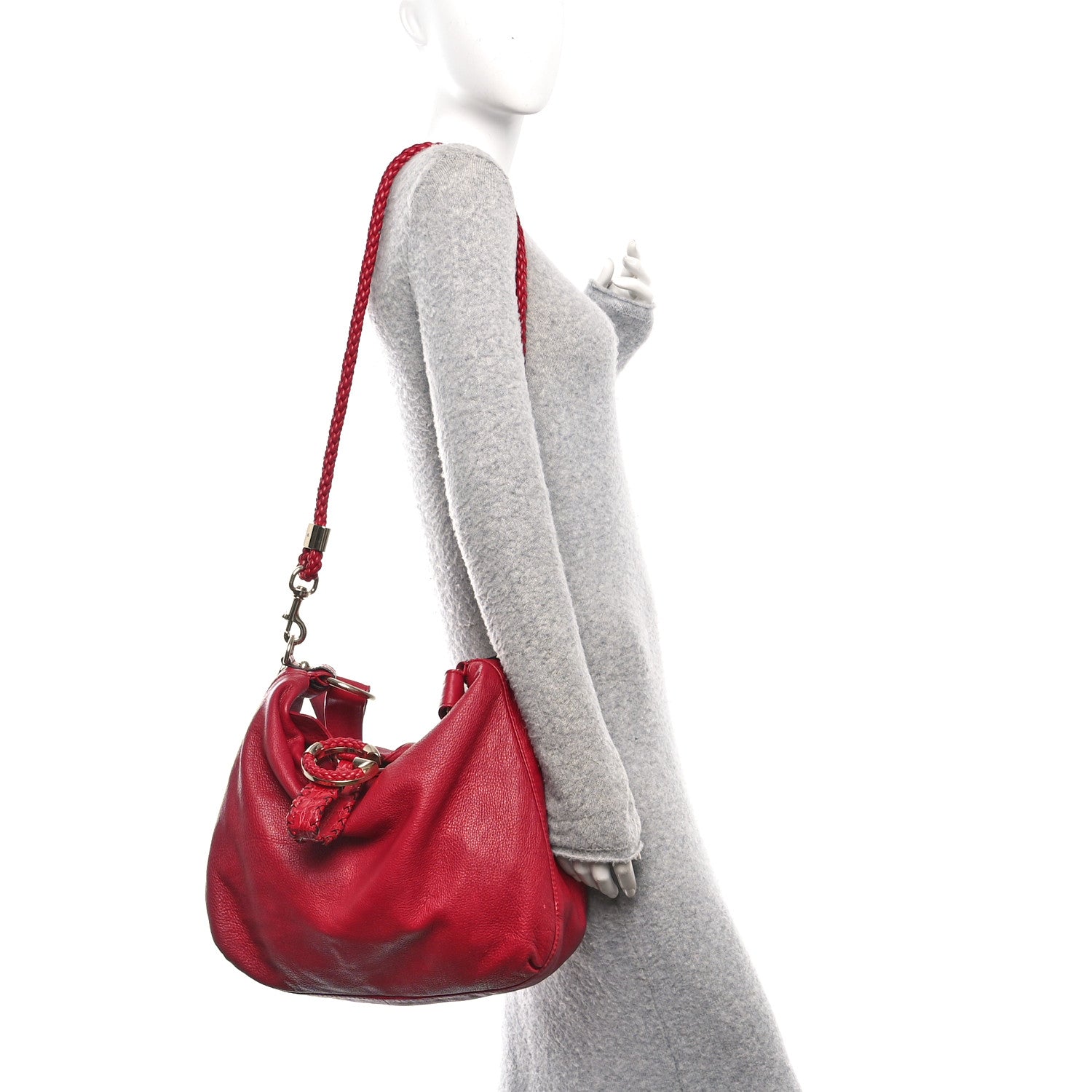 Gucci Pebbled Calfskin Medium G Wave Shoulder Bag Red 3 of 21