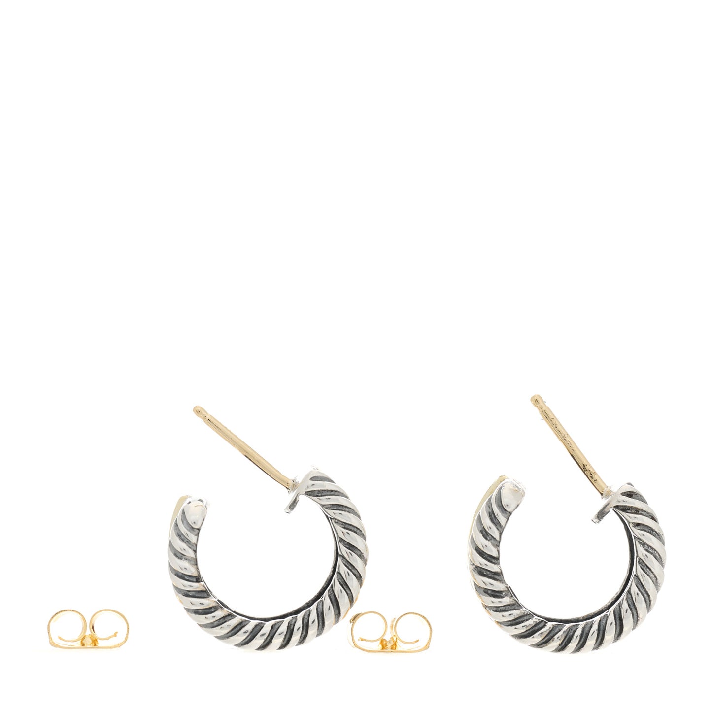 Sterling Silver 14K Yellow Gold 16mm Cable Classics Hoop Earrings