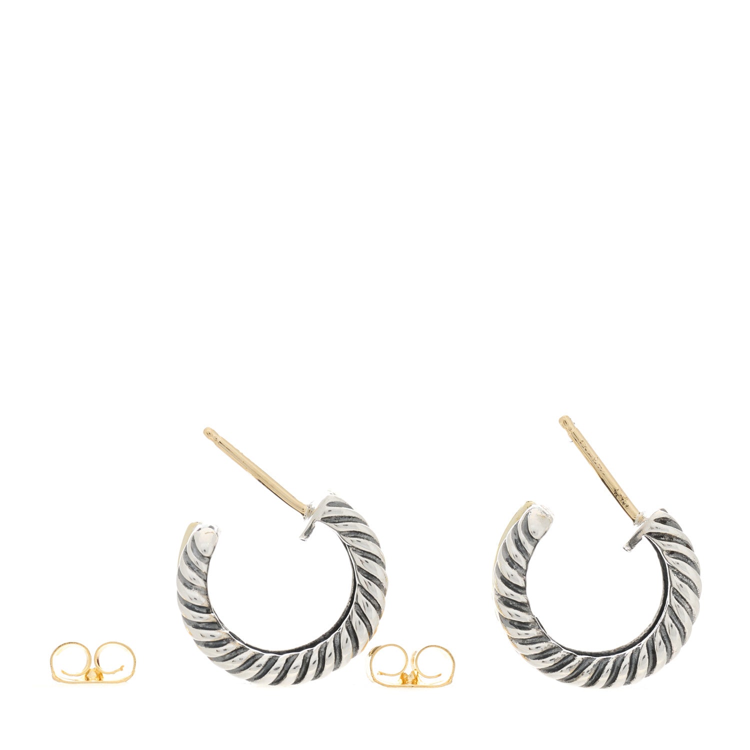 David Yurman Sterling Silver 14K Yellow Gold 16mm Cable Classics Hoop Earrings 3 of 6