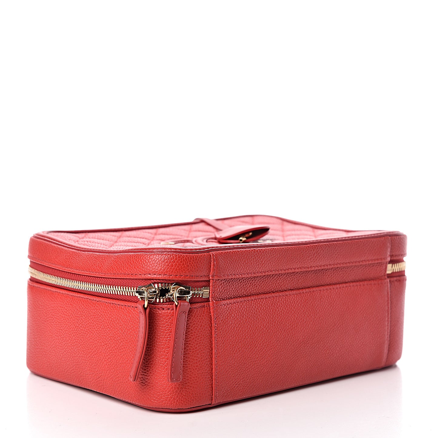 Caviar Quilted Large CC Filigree Vanity Case Red