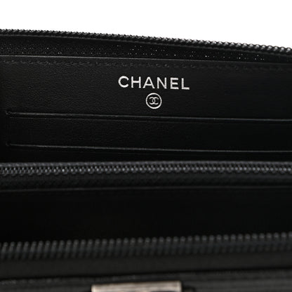 Chanel Caviar Quilted Small Boy Zip Around Wallet Black 6 of 8