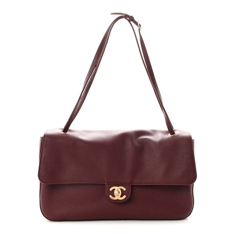 Grained Calfskin Small Souplissimo Maxi Flap Burgundy
