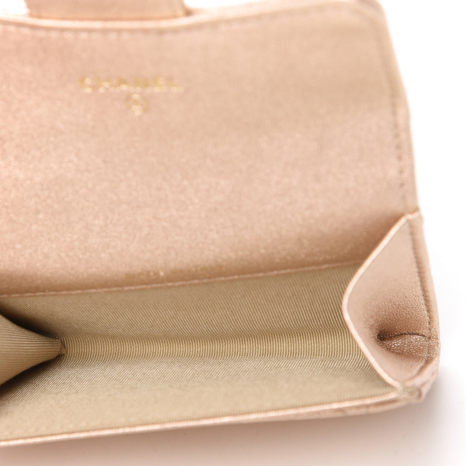 Chanel Metallic Lambskin Quilted Flap Card Holder Wallet Gold 5 of 9