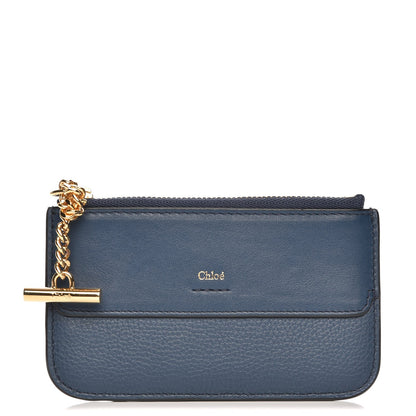 Chloe Grained Calfskin Drew Card Holder Denim Blue 1 of 7