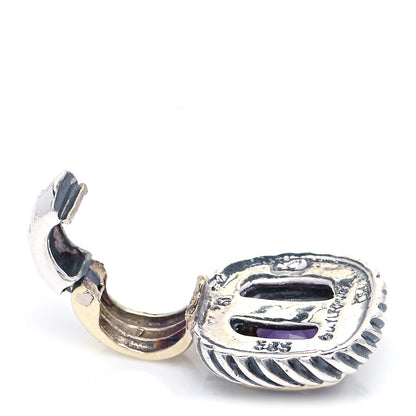 David Yurman Sterling Silver 14K Yellow Gold Amethyst 7mm Albion Enhancer Pendant 4 of 4