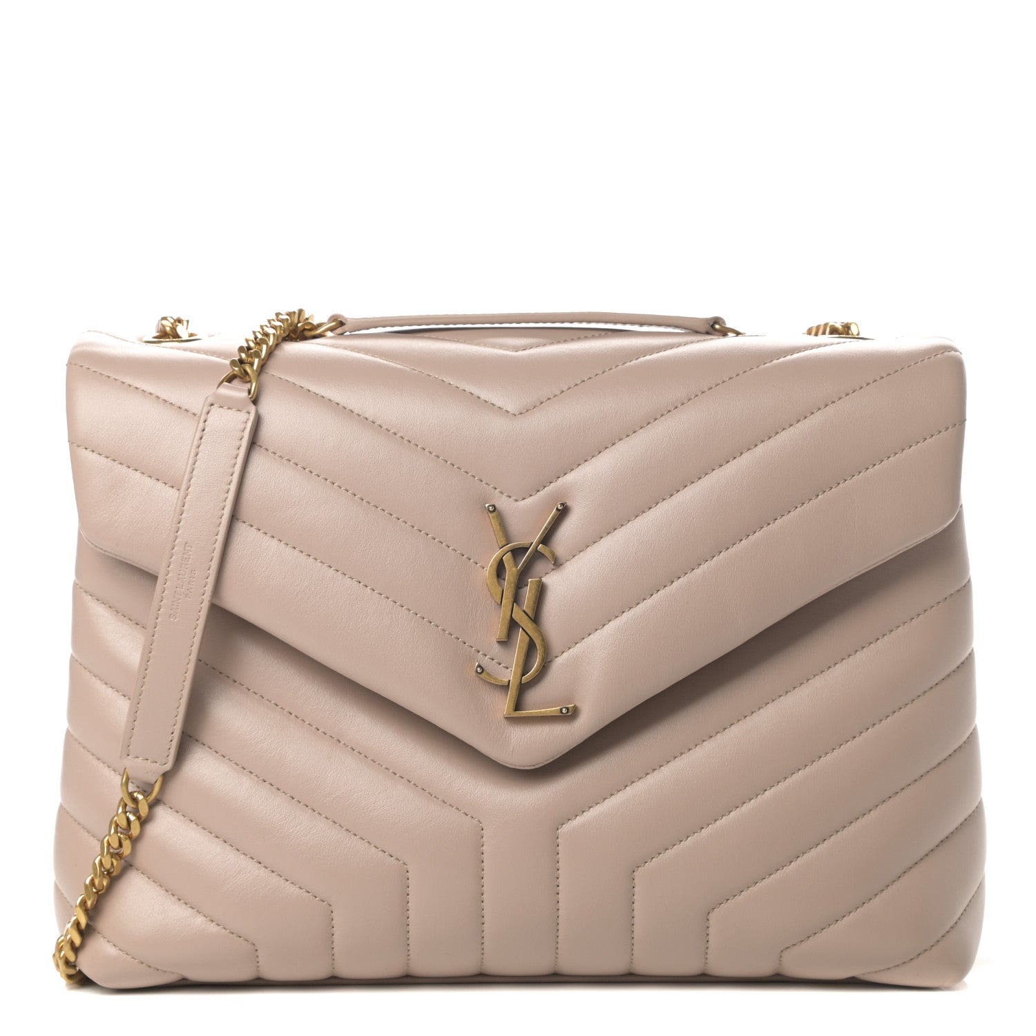 Saint Laurent Calfskin Y Quilted Monogram Medium Loulou Chain Satchel Nude Powder 1 of 11
