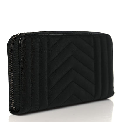 Saint Laurent Sheepskin Tri-Quilt Monogram Zip Around Wallet Black 2 of 9