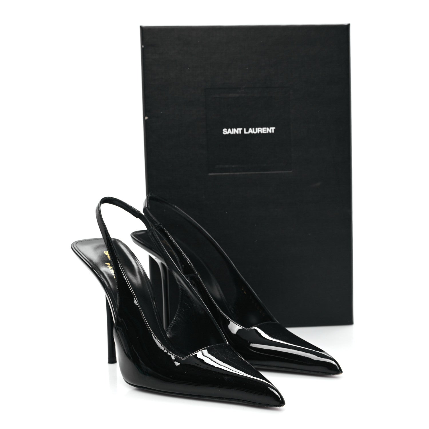 Saint Laurent Vernice Grupy Kiss 105 Slingback Pumps 37 Black 10 of 10