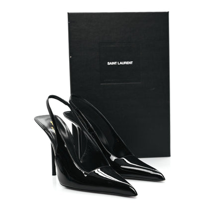 Saint Laurent Vernice Grupy Kiss 105 Slingback Pumps 37 Black 10 of 10