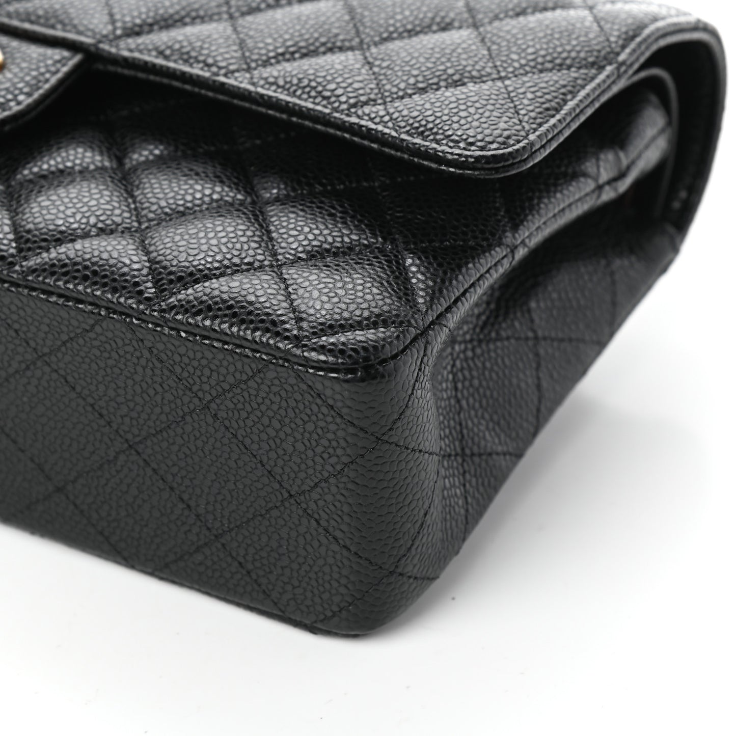 Caviar Quilted Medium Double Flap Black