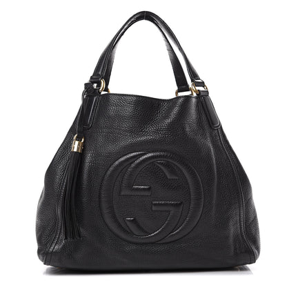 Gucci Pebbled Calfskin Medium Soho Shoulder Bag Black 1 of 18