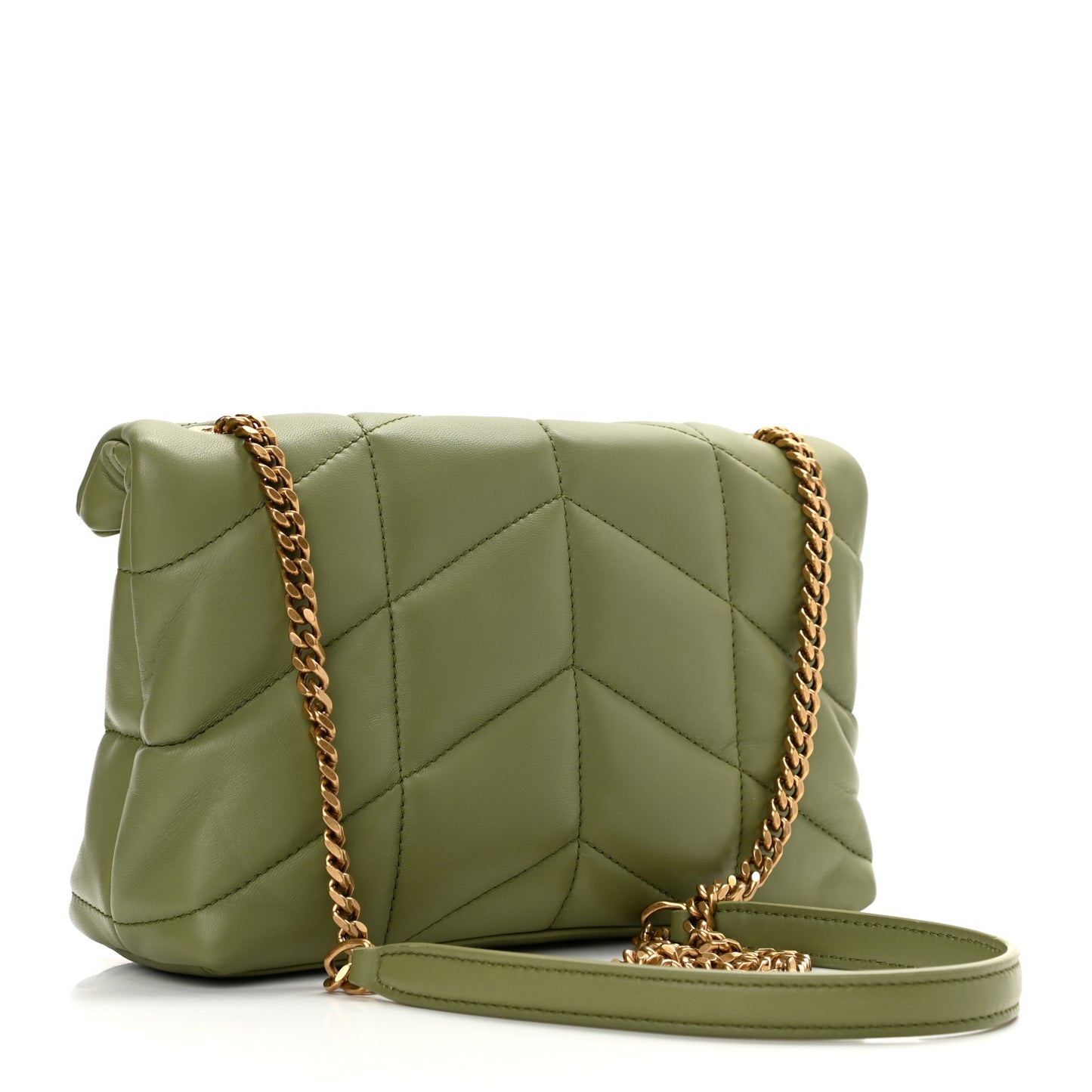 Lambskin Quilted Toy Loulou Puffer Monogram Chain Satchel Light Pistache