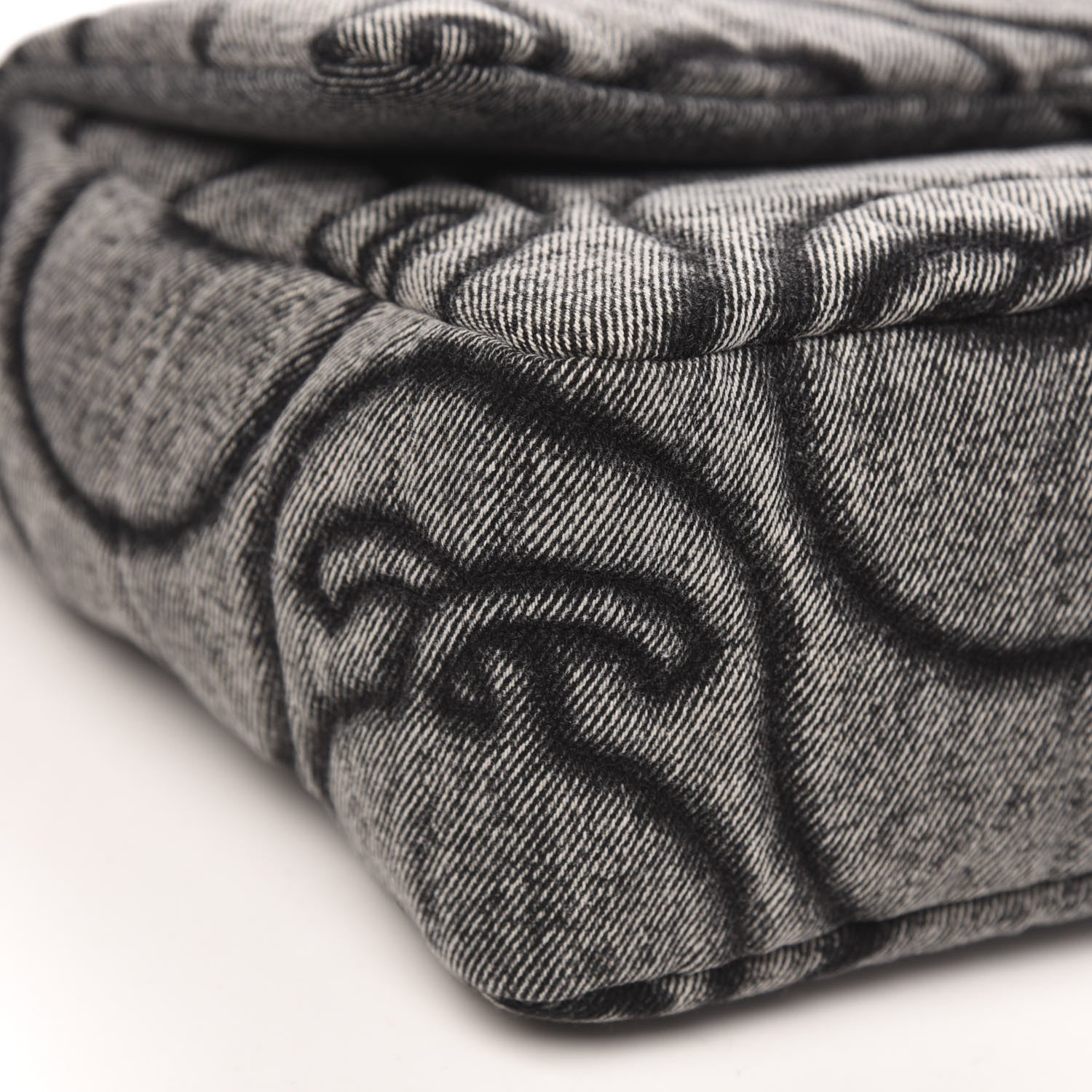 Chanel Denim Embossed CC Logo Print Jumbo Single Flap Grey Black 9 of 10