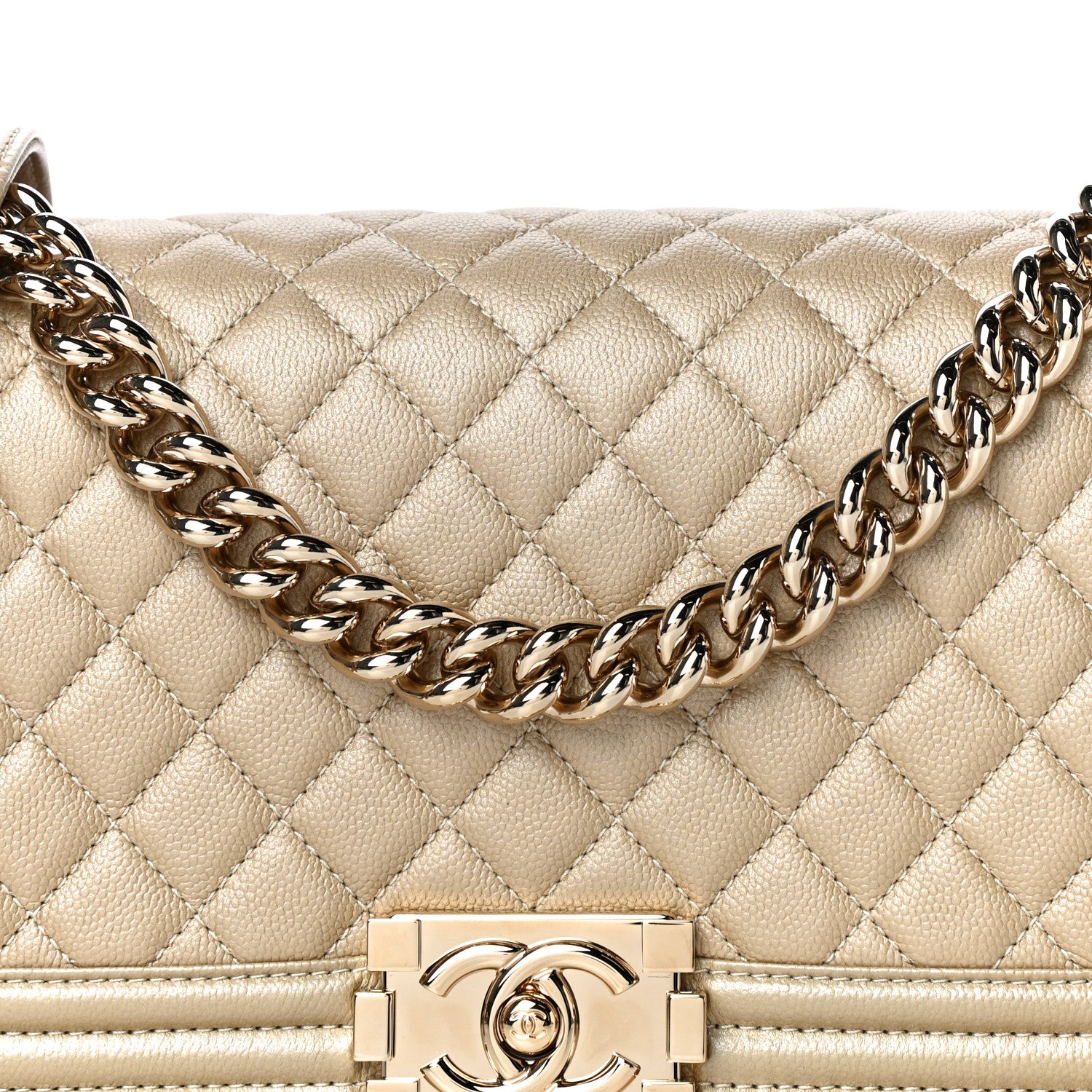 Chanel Metallic Caviar Quilted Medium Boy Flap Light Gold 8 of 11