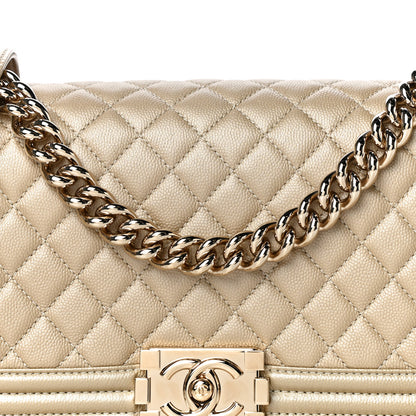 Chanel Metallic Caviar Quilted Medium Boy Flap Light Gold 8 of 11