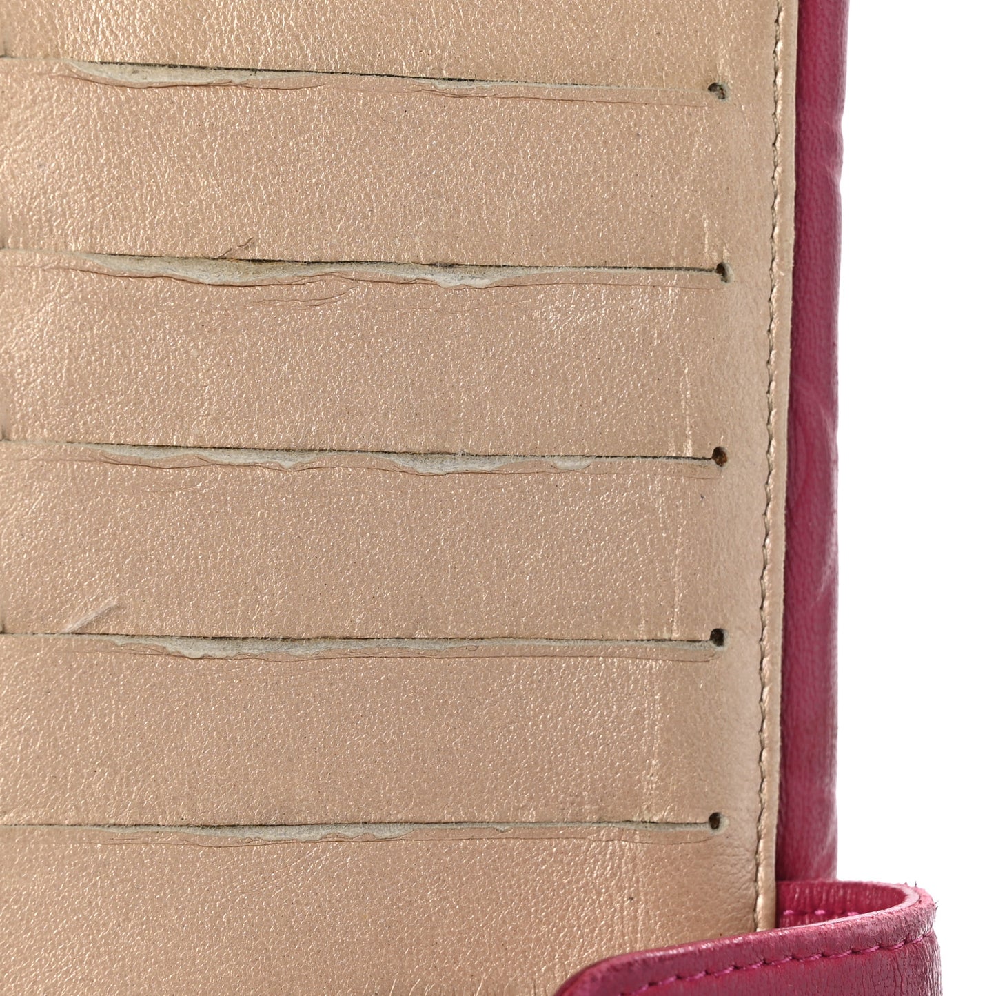 Lambskin Embossed Camellia Large Gusset Flap Wallet Pink