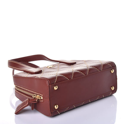 Chanel Calfskin Contrast Stitch Small Surpique Bowler Brown 4 of 8
