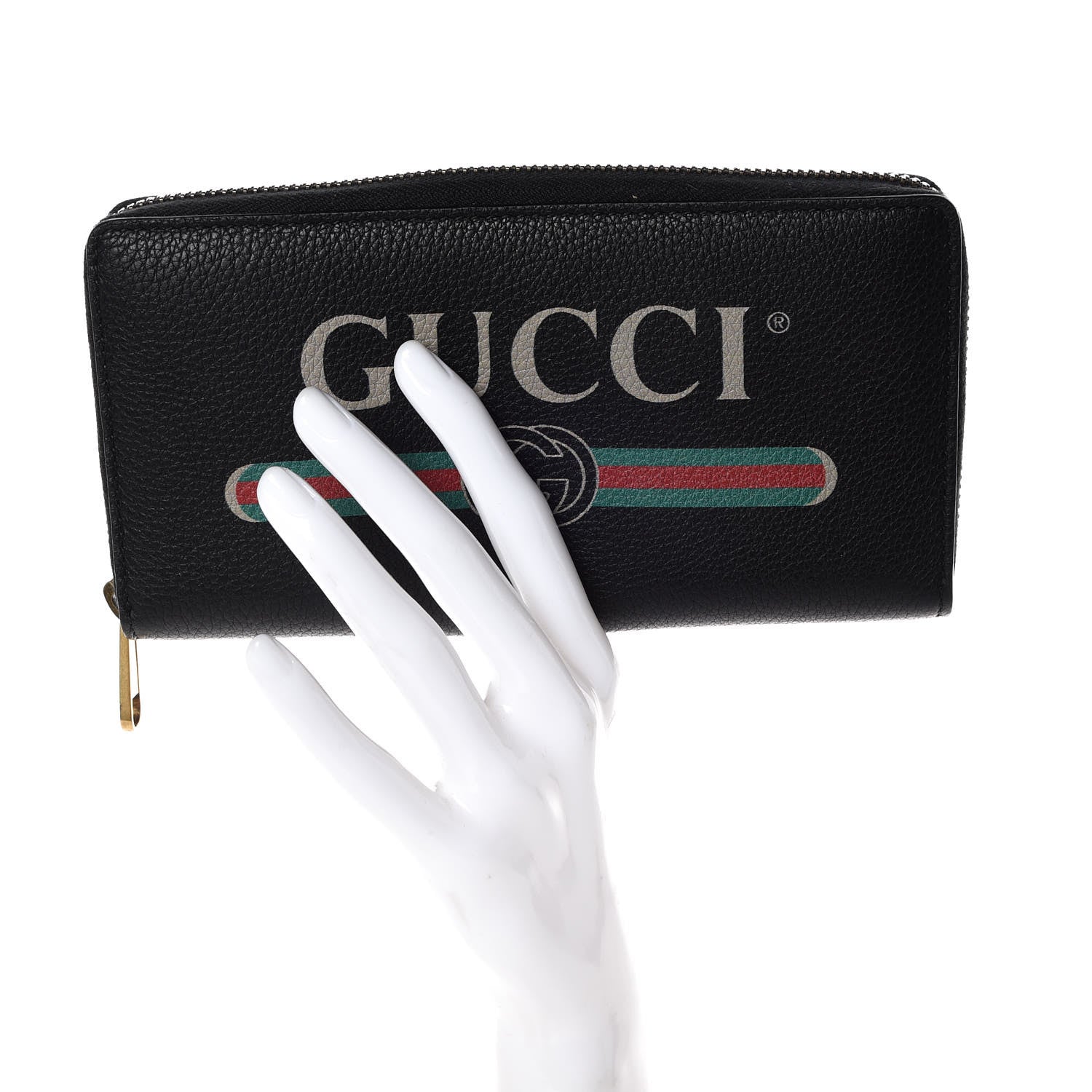 Gucci Calfskin Logo Zip Around Wallet Black 2 of 8