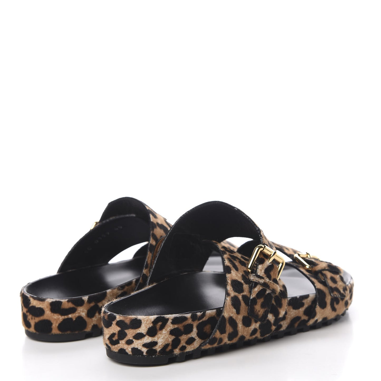 Calfskin Pony Hair Leopard Bom Dia Mule Sandals 40 Cognac Brown