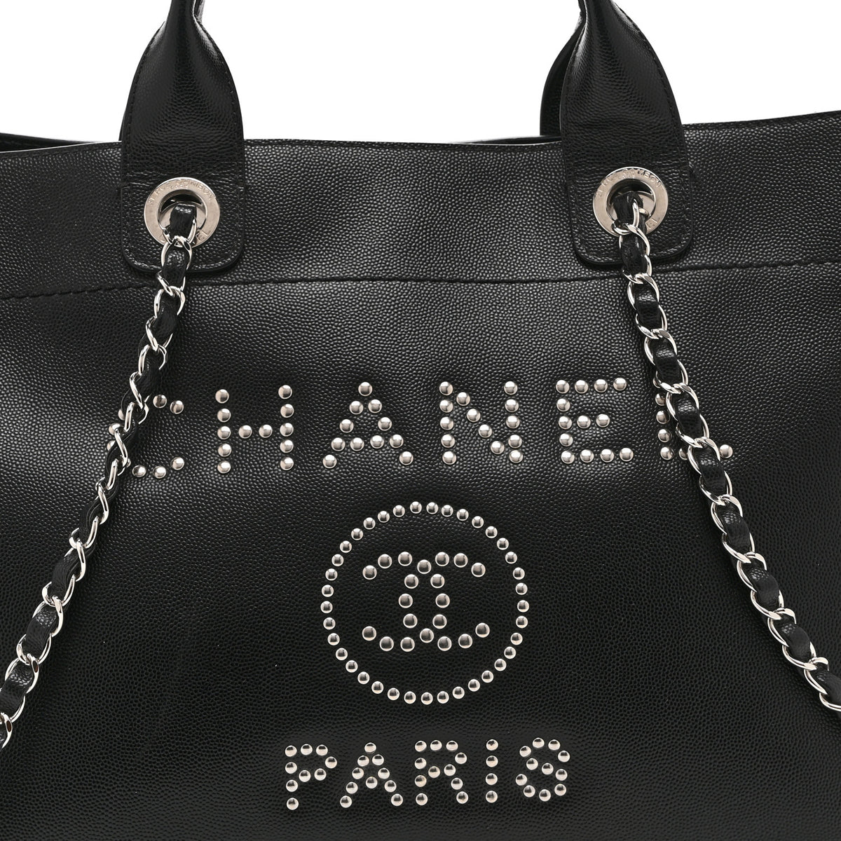Caviar Small Studded Deauville Tote Black
