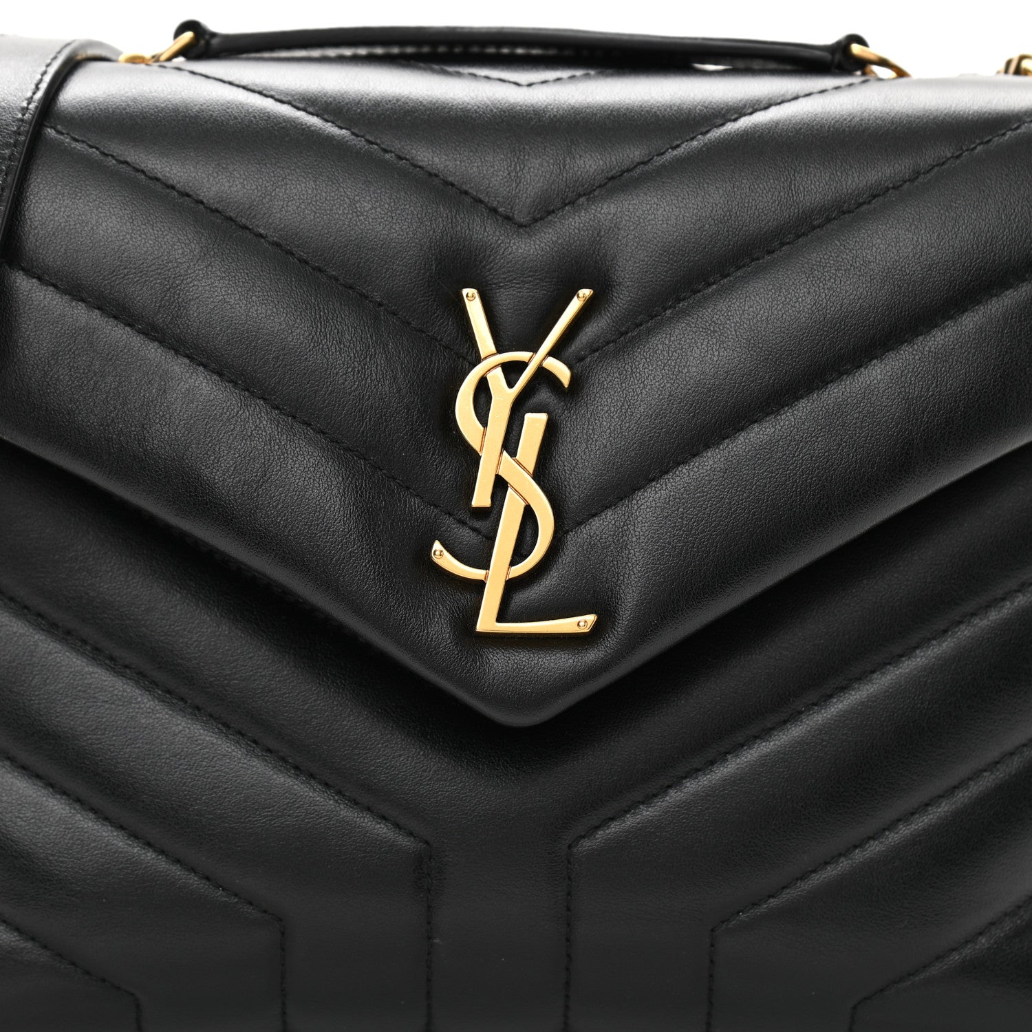 Saint Laurent Calfskin Y Quilted Monogram Small Loulou Chain Satchel Black 9 of 11