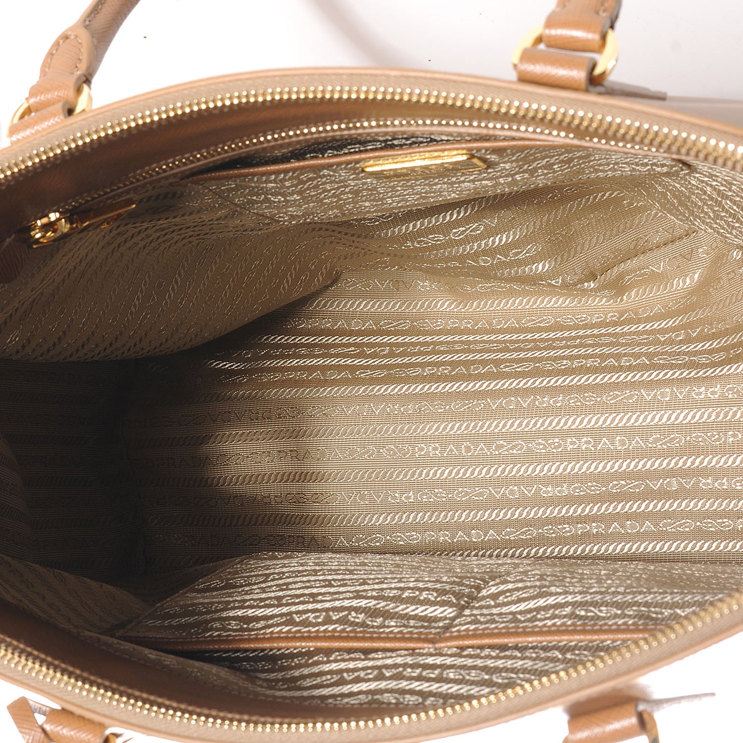 Saffiano Lux Large Double Zip Tote Caramel