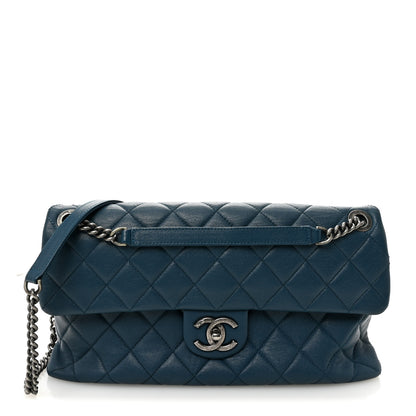 Chanel Goatskin Quilted Medium Flap Blue 1 of 10